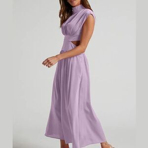 Cutout Mock Neck Sleeveless Dress Lavender Maxi Sz Large